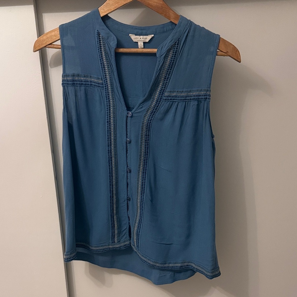 Women's Blue Sleeveless Top Lucky Brand
